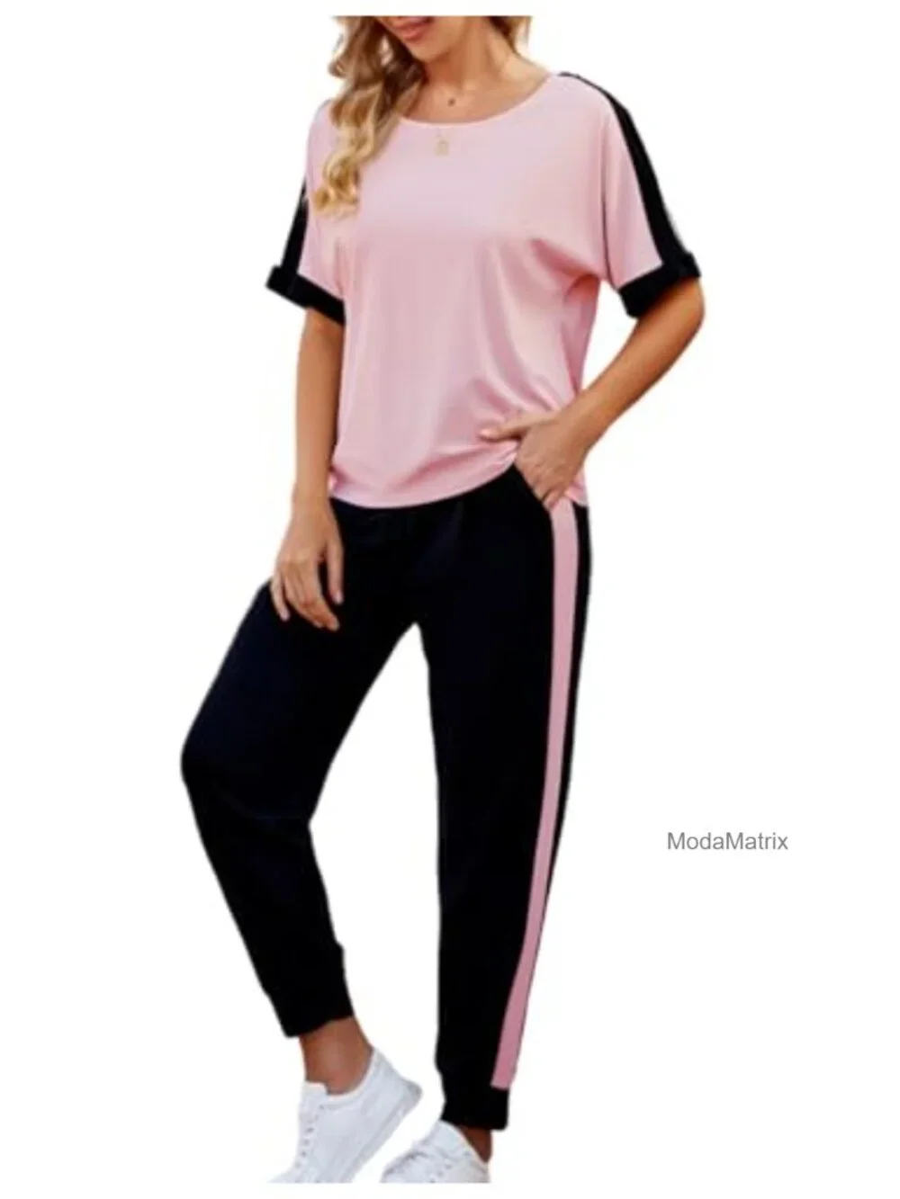 Women's 2 Piece Lounge Set Sweatsuit Matching Tracksuit Short Sleeve Jogger